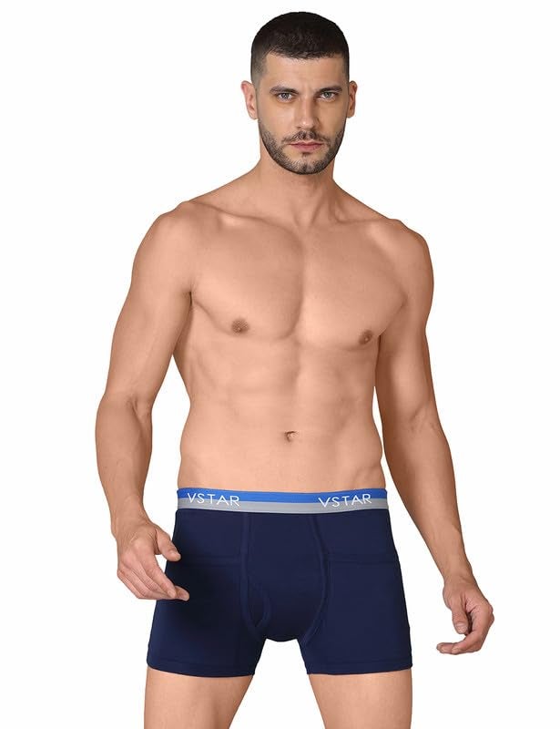 VSTAR Arrow Neo Regular Fit Cotton Trunk for Men with Double Layered Contoured Pouch & Both Side Pockets Navy Blue - Image 1
