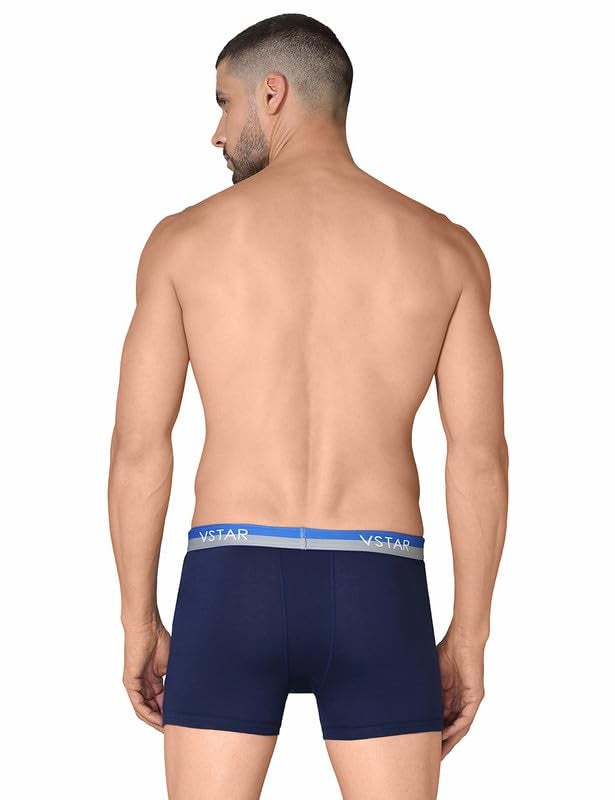 VSTAR Arrow Neo Regular Fit Cotton Trunk for Men with Double Layered Contoured Pouch & Both Side Pockets Navy Blue - Image 3