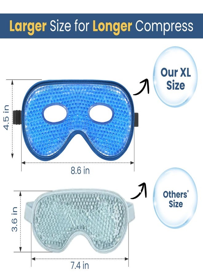 BeeVines Gel Eye Mask, 2 Pack XL Jumbo Size Cooling Ice Masks for Puffy Eyes for Men & Women, Cold & Warm Compress for Post Surgery, Puffiness, Allergies, Sinuses & Migraines Treatment(Navy Blue) - Image 3