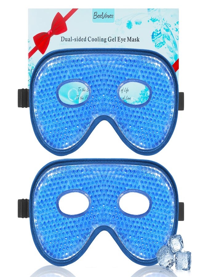 BeeVines Gel Eye Mask, 2 Pack XL Jumbo Size Cooling Ice Masks for Puffy Eyes for Men & Women, Cold & Warm Compress for Post Surgery, Puffiness, Allergies, Sinuses & Migraines Treatment(Navy Blue) - Image 1