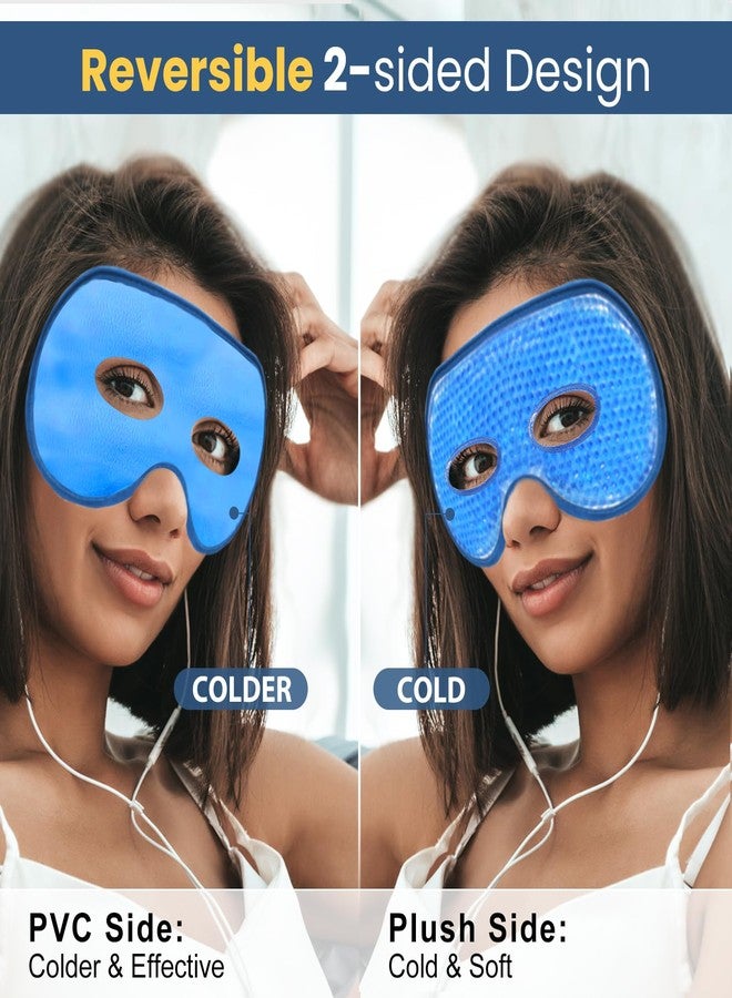 BeeVines Gel Eye Mask, 2 Pack XL Jumbo Size Cooling Ice Masks for Puffy Eyes for Men & Women, Cold & Warm Compress for Post Surgery, Puffiness, Allergies, Sinuses & Migraines Treatment(Navy Blue) - Image 4