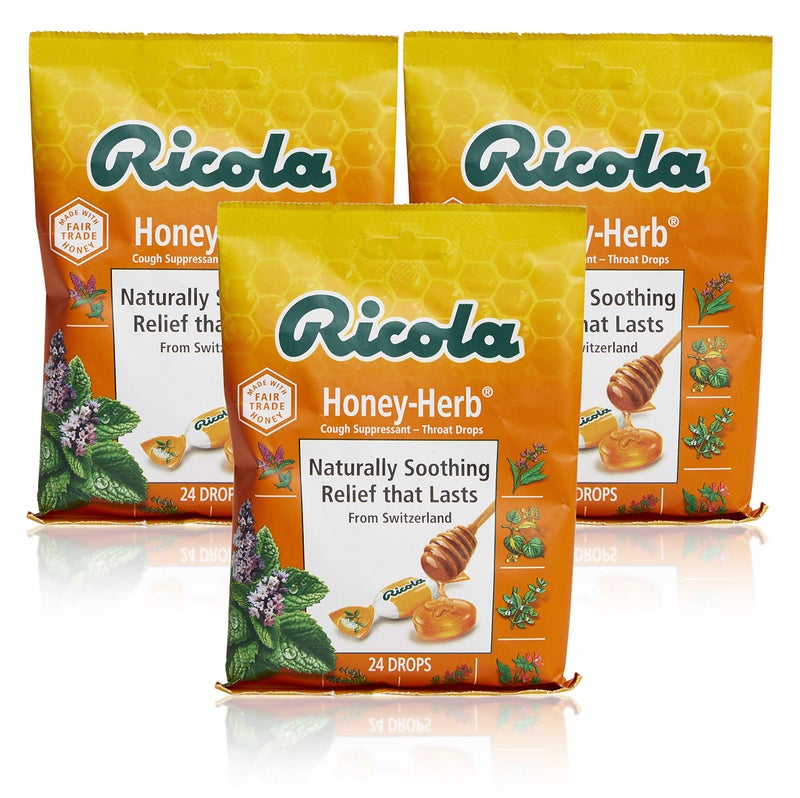 Ricola Ricola Honey Herb Herbal Cough Suppressant Throat Drops 24ct Bag Pack of 3