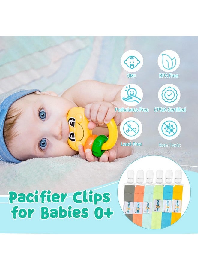 Babygoal Neutral Pacifier Clips, 6 Pack Paci Holder Clips for Boys and Girls Fits for Most Baby Pacifier, Binky Styles,Teethers and Toys 6PS10 - Image 1