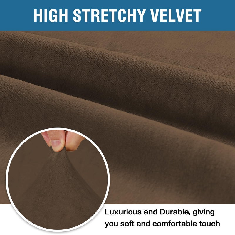 H.VERSAILTEX Stretch Velvet Sofa Covers Large Couch Covers Furniture Protector Soft with Non Slip Elastic Bottom  Feature Thick Comfy Rich Velour (Extra Large Sofa 98""-105""  Bronze Brown) - Image 3