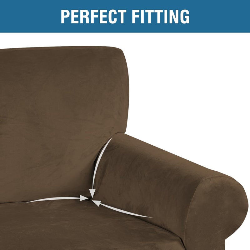 H.VERSAILTEX Stretch Velvet Sofa Covers Large Couch Covers Furniture Protector Soft with Non Slip Elastic Bottom  Feature Thick Comfy Rich Velour (Extra Large Sofa 98""-105""  Bronze Brown) - Image 4