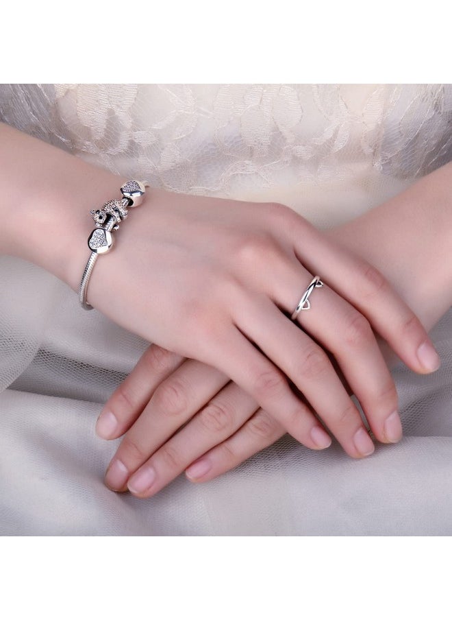 JewelryPalace - Cute Cat Paw Open Adjustable Rings For Women, Lovely 14K White Gold Plated 925 Sterling Silver Ring For Her, Anniversary Jewelry Gift - Image 1