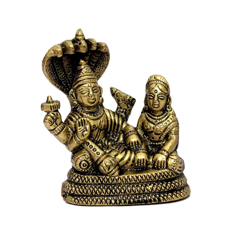 ESPLANADE Brass Vishnu Laxmi in Ksheer Sagar Lakshmi Narayan Murti Idol Statue Sculpture Golden 31 Inches - Image 1