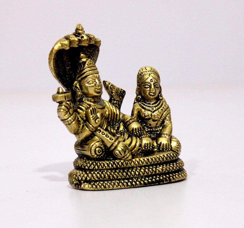 ESPLANADE Brass Vishnu Laxmi in Ksheer Sagar Lakshmi Narayan Murti Idol Statue Sculpture Golden 31 Inches - Image 3