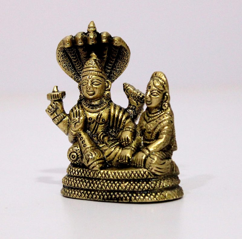 ESPLANADE Brass Vishnu Laxmi in Ksheer Sagar Lakshmi Narayan Murti Idol Statue Sculpture Golden 31 Inches - Image 4