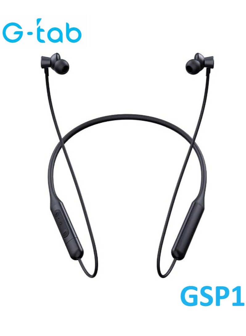 G-Tab Gtab GSP1 Neck Wireless Bluetooth Headphones With Charging Port Balancing Sound and Voice Assistance Black - Image 1