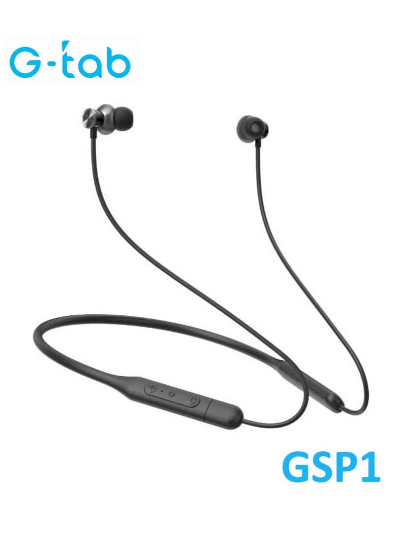 G-Tab Gtab GSP1 Neck Wireless Bluetooth Headphones With Charging Port Balancing Sound and Voice Assistance Black - Image 3