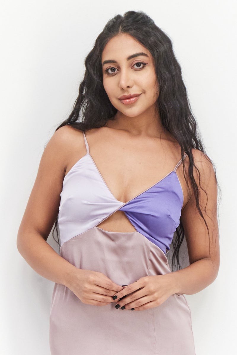 saint genies Women Plain Maxi Dress, Mauve - Image 4