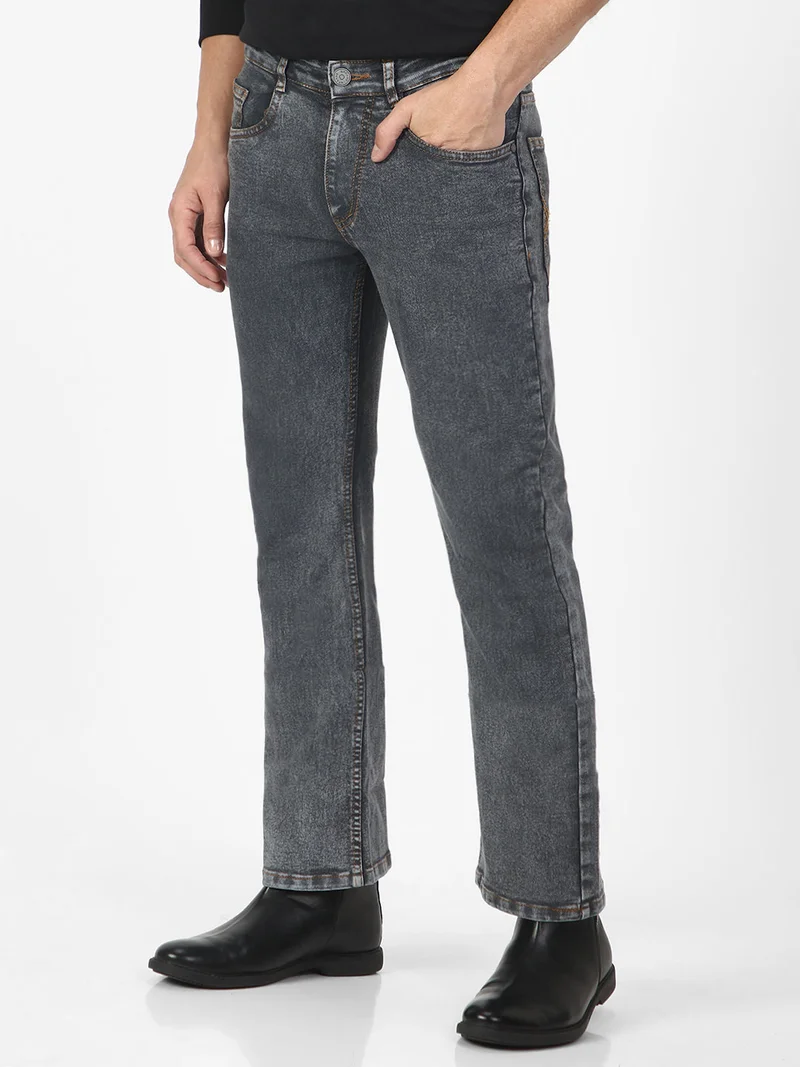 Urbano Fashion Urbano Fashion Men's Grey Washed Bootcut Jeans Stretchable