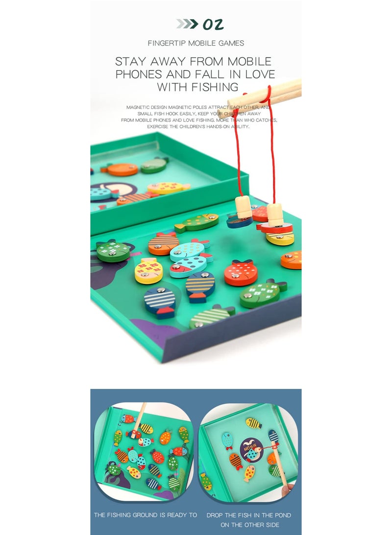 ميكسد لعبة صيد 3 في 1 خشبية مغناطيسية بأحرف أبجدية للأطفال من سن 3 إلى 5 سنوات، ألعاب تعليمية تعليمية لأعياد الميلاد مع أقطاب مغناطيسية - Image 5