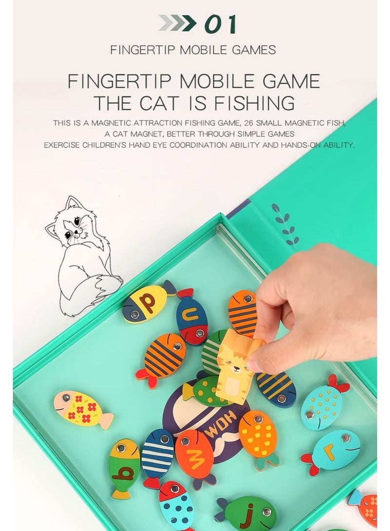 ميكسد لعبة صيد 3 في 1 خشبية مغناطيسية بأحرف أبجدية للأطفال من سن 3 إلى 5 سنوات، ألعاب تعليمية تعليمية لأعياد الميلاد مع أقطاب مغناطيسية - Image 4