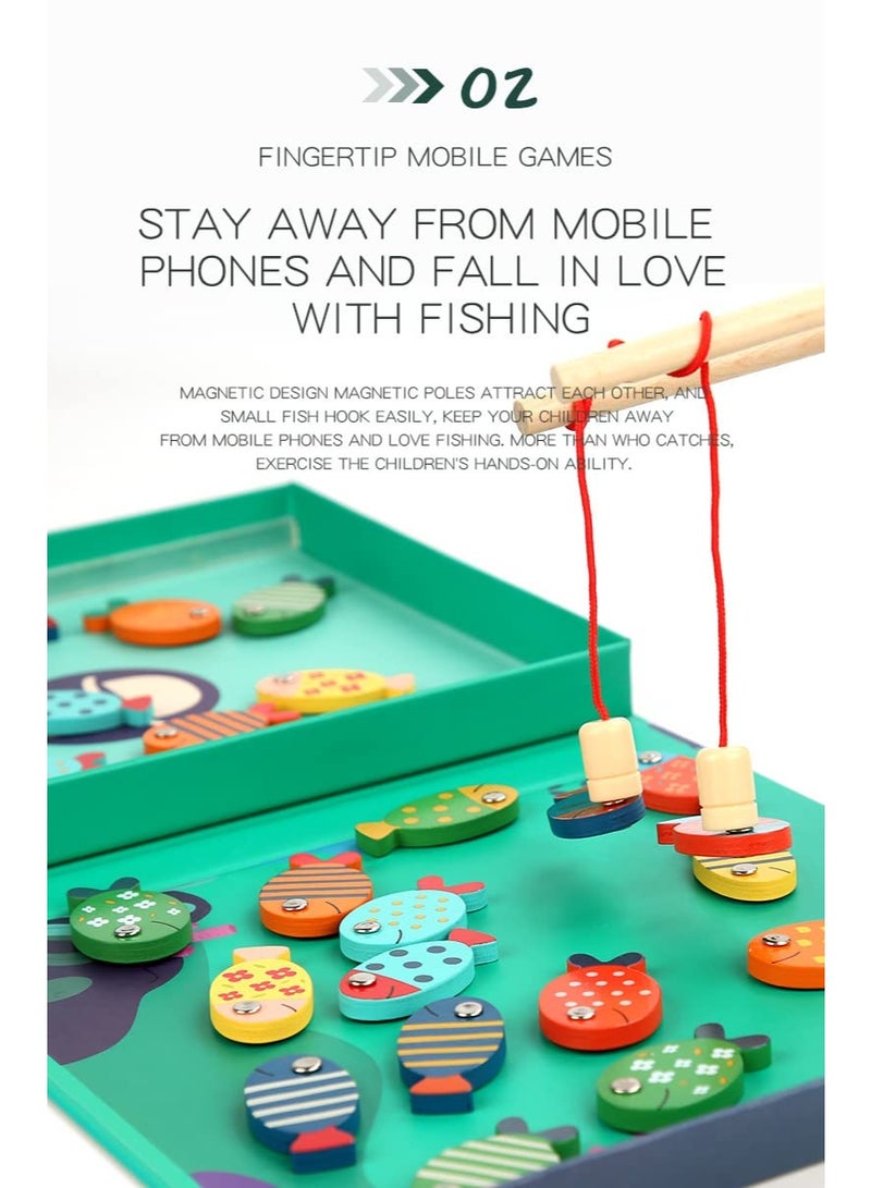 ميكسد لعبة صيد 3 في 1 خشبية مغناطيسية بأحرف أبجدية للأطفال من سن 3 إلى 5 سنوات، ألعاب تعليمية تعليمية لأعياد الميلاد مع أقطاب مغناطيسية - Image 2