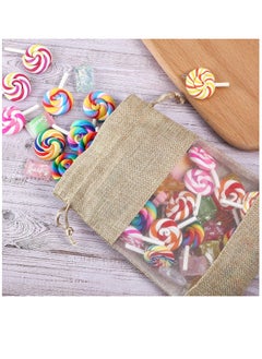 Y&D 50-Pieces 10x14 Cm Linen Burlap Sheer Bag Organza Bag Burlap Bags With Drawstring For Wedding Party Favors Cosmetic Samples Goodies Mesh Pouch (Flaxen)  - Image 4