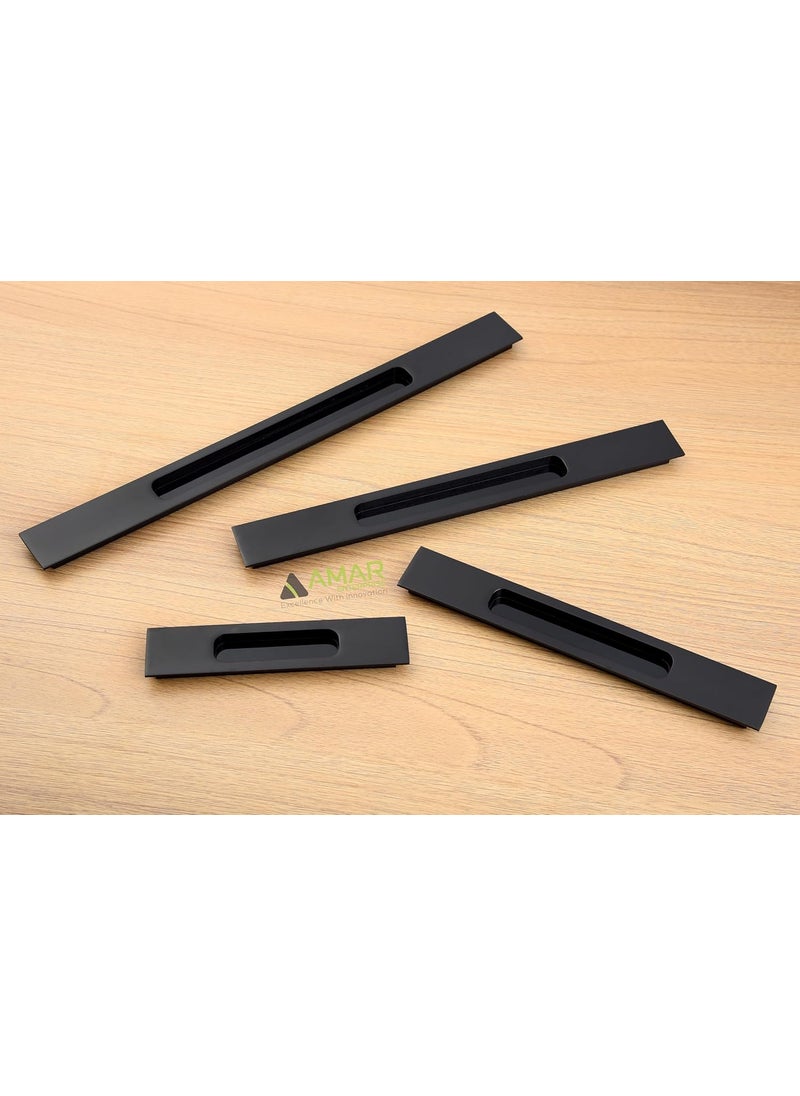 AMAR ENTERPRISE - Amar Enterprise 96 MM Premium Alluminium Glossy Black Concealed Sliding Door Handle Sliding Wardrobe Pull Conceal Handle Cabinet Drawer Conceal Handle 96mm Hole to Hole Pack of 4 - Image 1