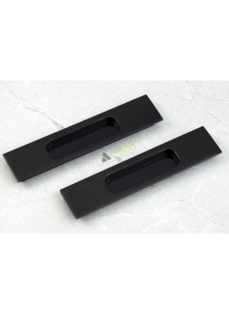 AMAR ENTERPRISE - Amar Enterprise 96 MM Premium Alluminium Glossy Black Concealed Sliding Door Handle Sliding Wardrobe Pull Conceal Handle Cabinet Drawer Conceal Handle 96mm Hole to Hole Pack of 4 - Image 1