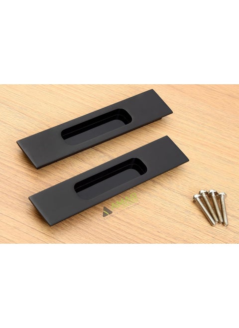 Amar Enterprise 96 MM Premium Alluminium Glossy Black Concealed Sliding Door Handle Sliding Wardrobe Pull Conceal Handle Cabinet Drawer Conceal Handle 96mm Hole to Hole Pack of 4