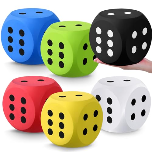 Shappy 6 Inches Foam Dice Fun Filled Large Educational Toy Kawaii Giant Dice Decorative Eva Foam Jumbo Cube Big Square Building Blocks for Game Nights Learning Sessions Multicolor6 Pcs - Image 1