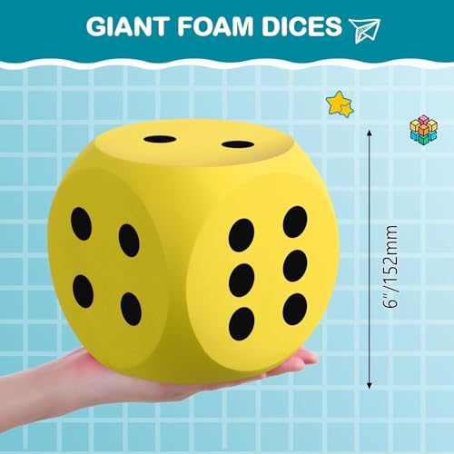 Shappy 6 Inches Foam Dice Fun Filled Large Educational Toy Kawaii Giant Dice Decorative Eva Foam Jumbo Cube Big Square Building Blocks for Game Nights Learning Sessions Multicolor6 Pcs - Image 5