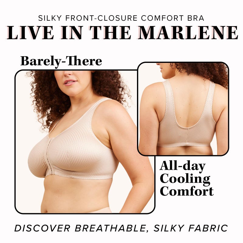 Leading Lady Marlene Front-Closure Wireless Leisure Bra - Comfortable Plus Size Bras For Women (Beige) - Image 4