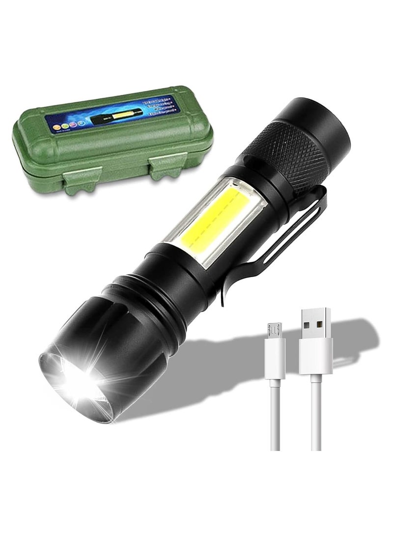 NEIYIDAREN Flashlight USB Rechargeable High Lumens: Zoomable Flashlights with Cob Sidelights, Led Flashlight with Telescopic Function, Waterproof Handheld... - Image 1