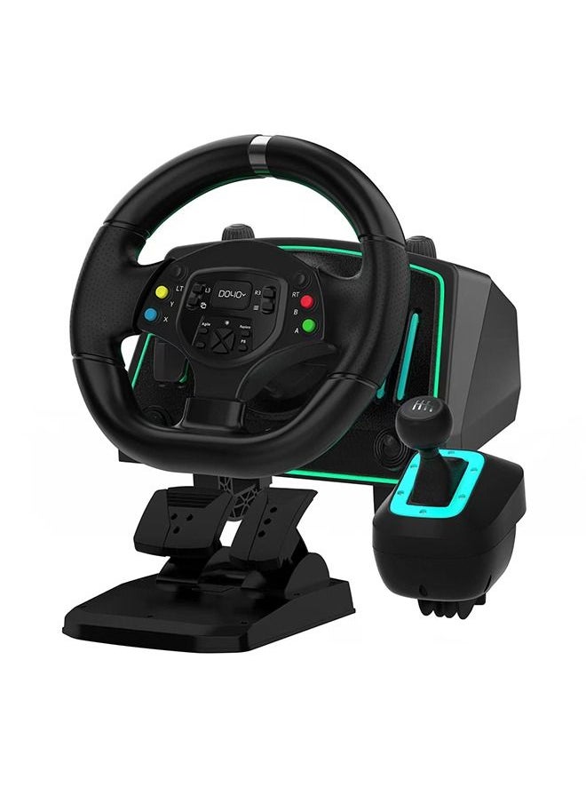 DOYO - Gaming Racing Wheel with Pedals Paddle and Gear Shifter, 270 Degree, LED Light, Built in Video Speaker, Vibration Feedback Steering Wheels for PC, PS3, Switch, Android TV - Image 1