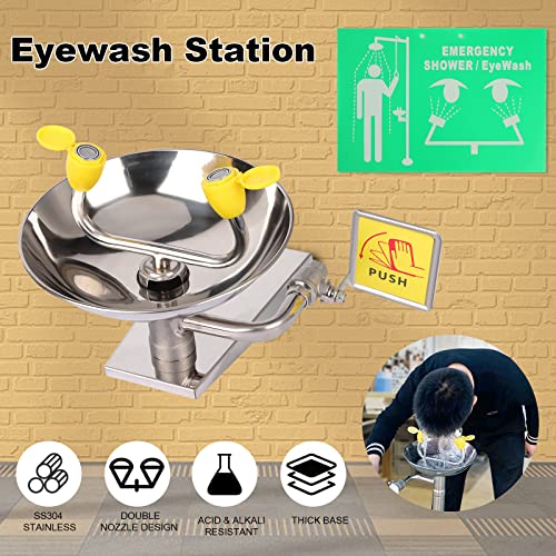 Yeipower Eye Wash Station Emergency Wall-Mounted - Yeipower Portable First Aid Eyewash Station Eye Irrigation Sign - Image 2