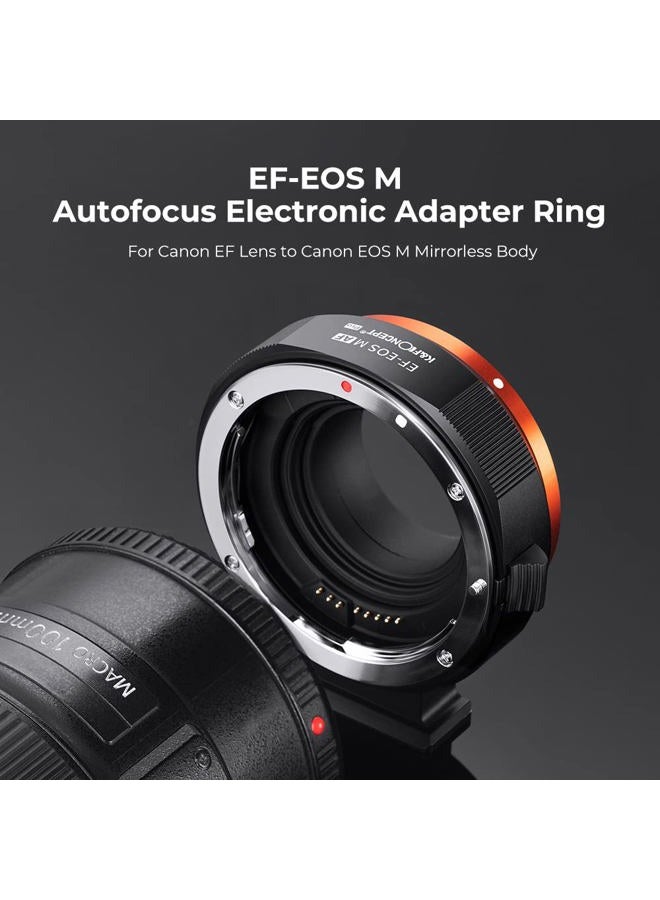 K&F Concept EF/EF-S to EOS M Electronic Lens Adapter, K&F Concept Auto Focus Lens Mount Adapter Ring Compatible for Canon EF EF-S Mount Lens to EOS M Mount Cameras - Image 2