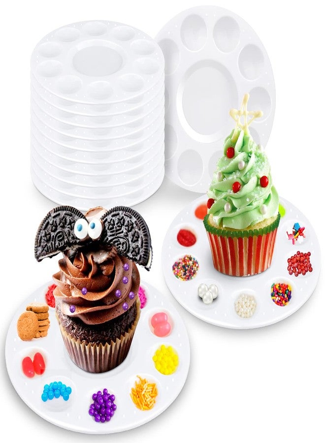 AIERSA Cupcake Decorating Plates for Kids Party, Kids Cupcake Holder Decorating Tray with 10 Wells for Dessert Sprinkles, Kids Birthday Party Supplies(Set of 10) - Image 1