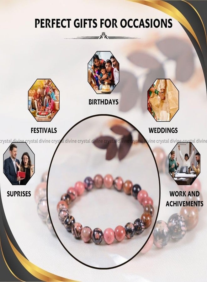 Crystal Divine Rhodochrosite Healing Crystal Bracelet For Woman 8mm Money Magnet Bracelet For Girls Crystal For Men Friendship Gifts Hand Couple Aesthetic Bracelets For Gift. - Image 3