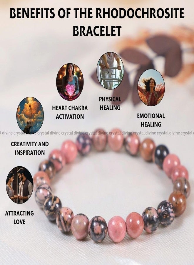 Crystal Divine Rhodochrosite Healing Crystal Bracelet For Woman 8mm Money Magnet Bracelet For Girls Crystal For Men Friendship Gifts Hand Couple Aesthetic Bracelets For Gift. - Image 2