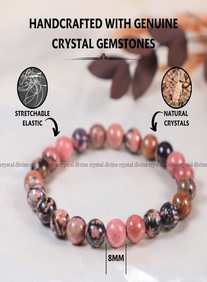 Crystal Divine Rhodochrosite Healing Crystal Bracelet For Woman 8mm Money Magnet Bracelet For Girls Crystal For Men Friendship Gifts Hand Couple Aesthetic Bracelets For Gift. - Image 4