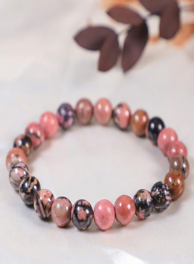 Crystal Divine Rhodochrosite Healing Crystal Bracelet For Woman 8mm Money Magnet Bracelet For Girls Crystal For Men Friendship Gifts Hand Couple Aesthetic Bracelets For Gift. - Image 1