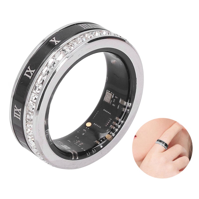 Smart Ring Ti Steel BT IP68 Water Resistant Step Counting Magnetic Charging Fitness Ring for Home Outdoor Activities Silver Size 8 18.1mm / 0.71in ID - Image 2