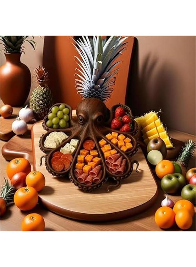 Octopus Charcuterie Platter, Ocean Themed Cheese Bread Board, Novelty Unique Serving Tray Board for Cheese Meats Fruit, Kraken Design Wood Serving Tray, Unique Gift for Seafood Lovers - Image 2