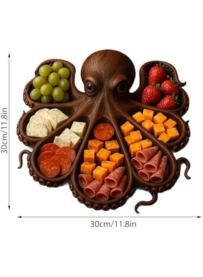 Octopus Charcuterie Platter, Ocean Themed Cheese Bread Board, Novelty Unique Serving Tray Board for Cheese Meats Fruit, Kraken Design Wood Serving Tray, Unique Gift for Seafood Lovers - Image 5