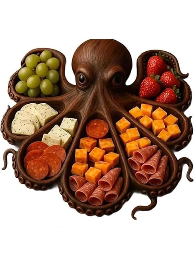 Octopus Charcuterie Platter, Ocean Themed Cheese Bread Board, Novelty Unique Serving Tray Board for Cheese Meats Fruit, Kraken Design Wood Serving Tray, Unique Gift for Seafood Lovers - Image 1