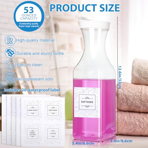VZZNN 6 Pack Laundry Detergent Dispenser 53 oz Laundry Soap Dispenser with 20 Label Laundry Room Organization for Liquid Powder Bleach Scent Booster Beads - Image 3