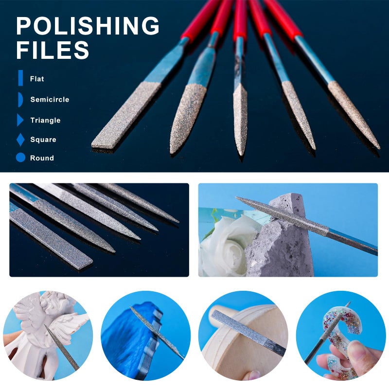 LET'S RESIN Resin Polishing Strips Kit,33Pcs Resin Supplies with Sandpaper,Resin File Kit &Blocks,Scissors,Wooden Brush,Cloth,Resin Tools for Epoxy Resin,Jewelry Making Supplies,Resin Molds - Image 4