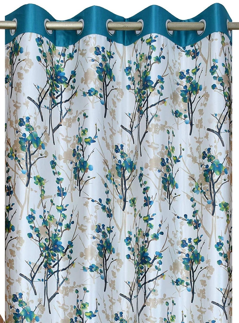 Parda Sansar Plain Solid and Floral 3D Digital Printed Heavy Long Crush Polyester Fabric Eyelets Curtains Combo of 3 for Living Room Bedroom Set of 3 Aqua 4 FEET X 7 FEETGrommet Curtains - Image 2