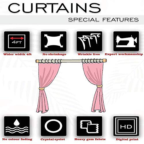 Parda Sansar Plain Solid and Floral 3D Digital Printed Heavy Long Crush Polyester Fabric Eyelets Curtains Combo of 3 for Living Room Bedroom Set of 3 Aqua 4 FEET X 7 FEETGrommet Curtains - Image 5