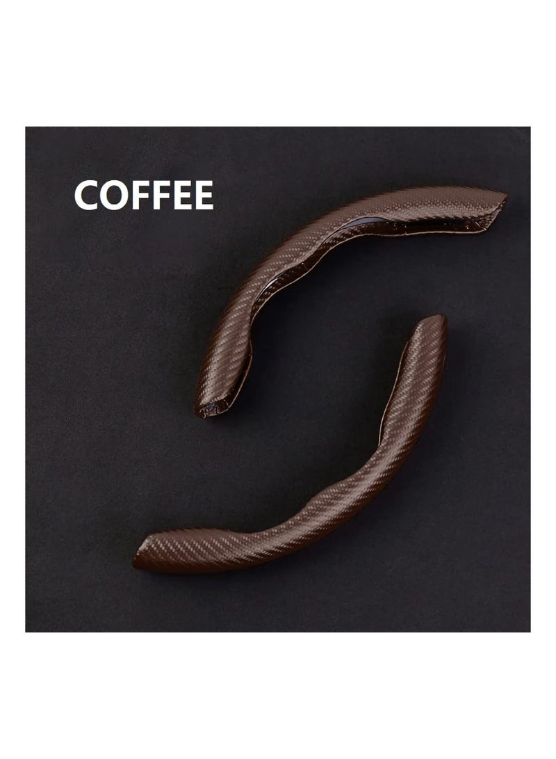 Carbon Fiber Pattern Steering Wheel Cover, Anti-Slip Segmented Steering Wheel Protector Car Accessory for Women&Man, Suitable for Most Models(Coffee) - Image 4