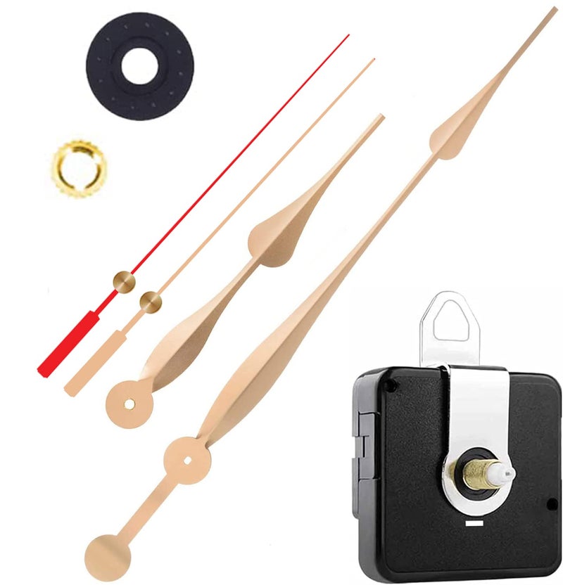 YONOTA ® Plastic A Product of SONAM Quartz Sweep Silent Movement Machine for Analog Wall Clock (Hands house-17.2cm,minuted-29.5cm, second-19cm)(Needle -Gold,red 1) (Made in India 100%) Pack 1 - Image 1