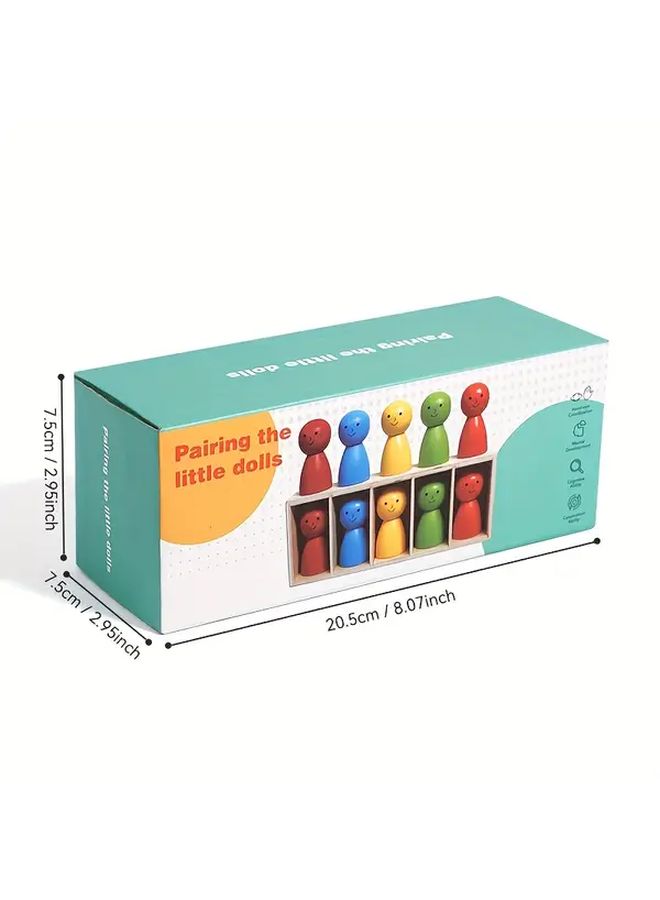 Wooden Box Set With 10 Colorful Mini Figures Guess The Color Education Toy - Image 2