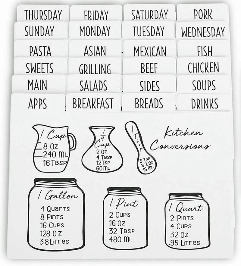Outshine Premium White Recipe Card Dividers 4x6 with Tabs (Set of 24) | Recipe Box Dividers Made of Thick Cardstock | Includes 28 Adhesive Labels and Printed Cooking Tips | Ideal Kitchen Gift - Image 1