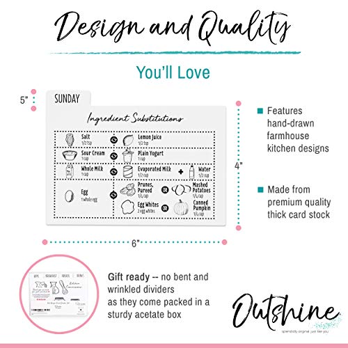 Outshine Premium White Recipe Card Dividers 4x6 with Tabs (Set of 24) | Recipe Box Dividers Made of Thick Cardstock | Includes 28 Adhesive Labels and Printed Cooking Tips | Ideal Kitchen Gift - Image 4
