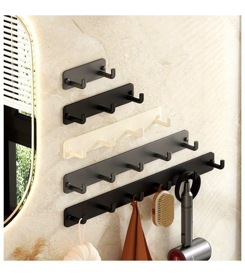 Sand Black 5 Hooks Utility Wall Hanger for Clothes Storage Organizer - Image 1